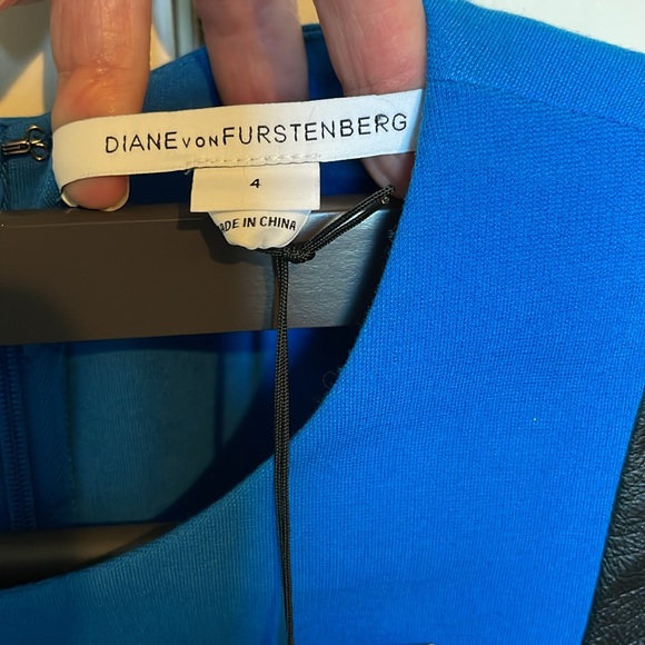 NWT Diane Von Furstenberg Pele Knit Dress with Leather Panels - Picture 8 of 12